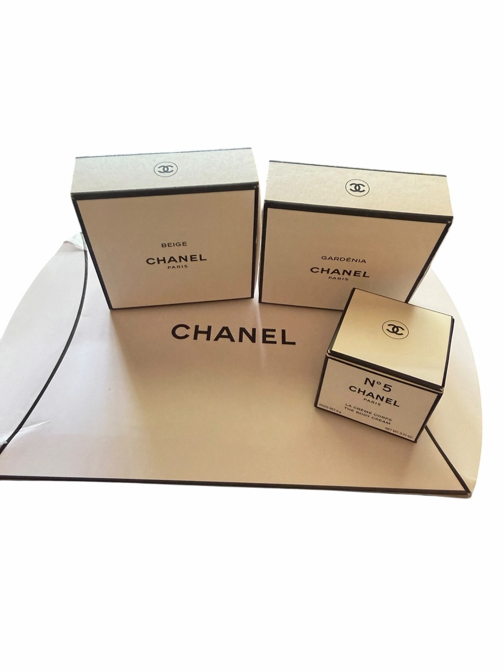 CHANEL Cream & Black Boxed Fragrance Set